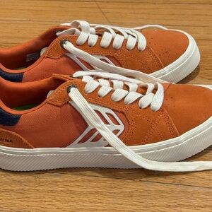 Cariuma Orange Low-Top Sneakers with White Sole and Laces. Never worn!